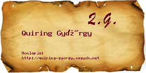 Quiring György névjegykártya